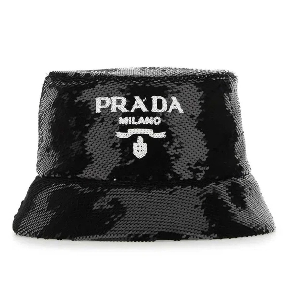 PRADA Black Sequin Bucket Hat